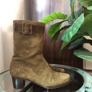 BOTTEGA VENETTA Suede Low Heel Side Zip Boot